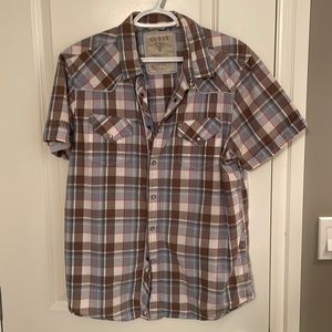 Guess short sleeve button down checkered shirt